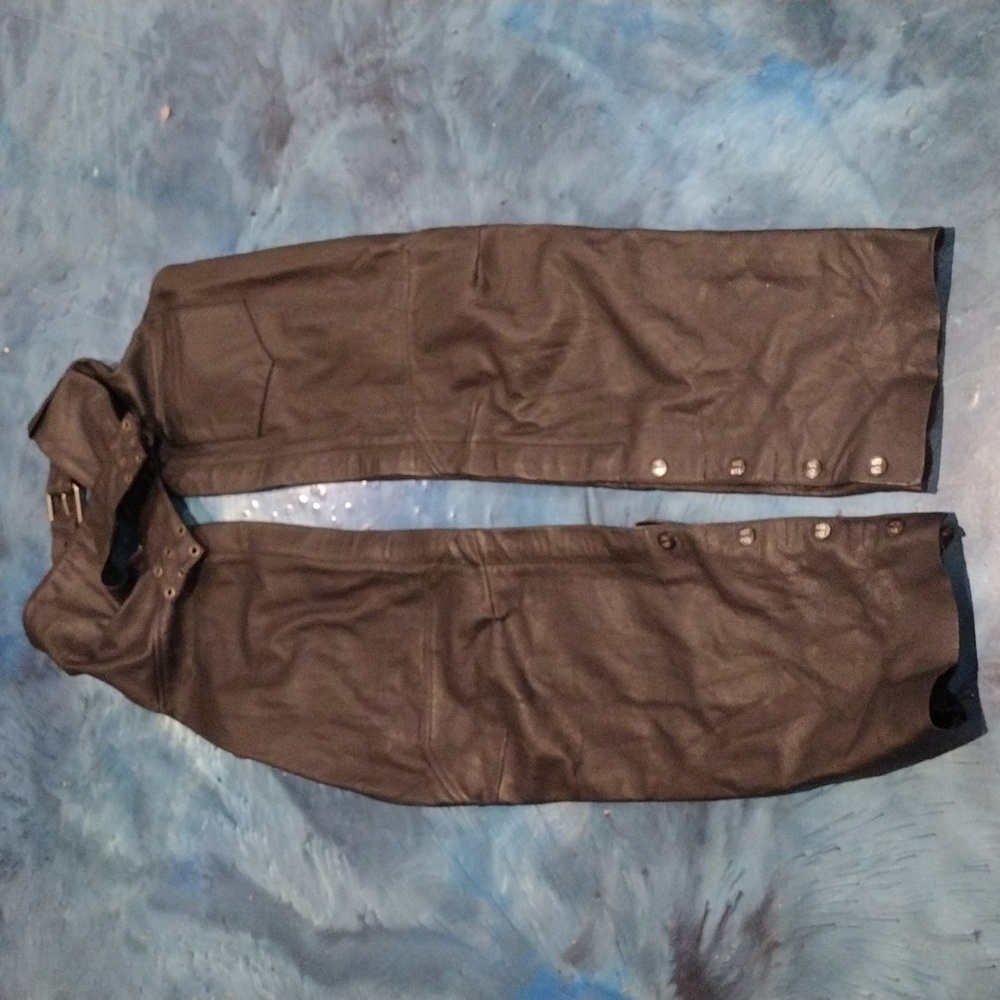 BLACK BRAND MOTORCYCLE CLOTHING WOMEN'S XL CHAPS BUFFALO LEATHER - Picture 11 of 12